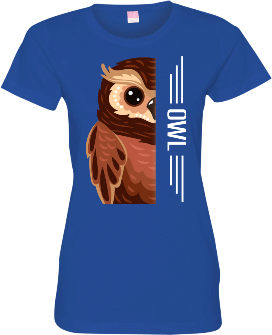 Owl Half Face Tshirt 3516 Lat Ladies' Fine Jersey T - Shirt (1155x1155), Png Download