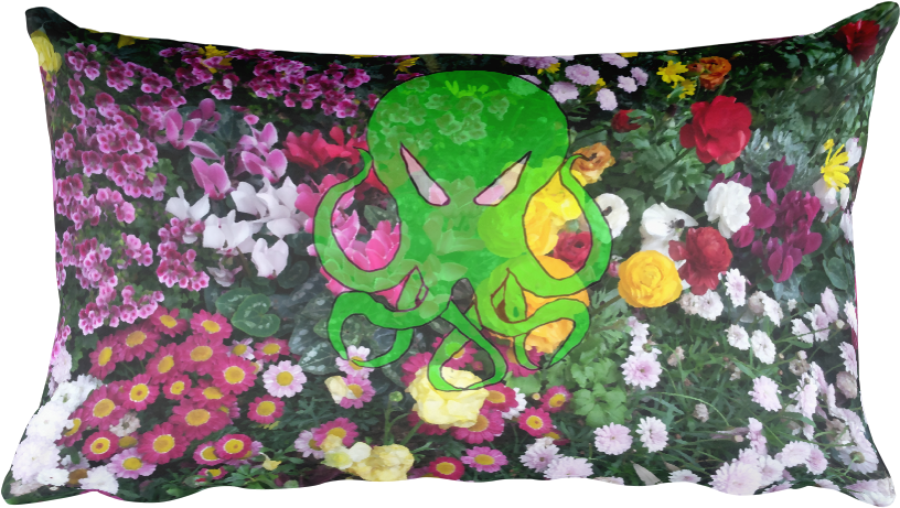 Image Of Cthulhu Flowers Pillow - Cushion (1000x1000), Png Download