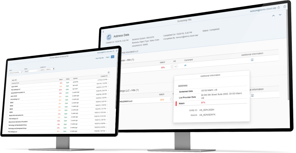 Sap Watch List Screening Software On A Monitor - Computer Monitor (970x504), Png Download