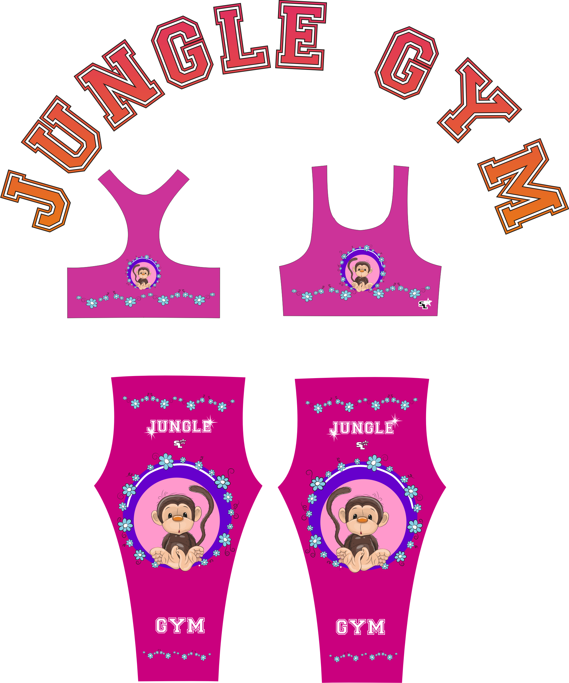 Jungle Gym Molly Monkey 3/4 Leggings And Gym Top Set - Sports Jersey (1911x2294), Png Download