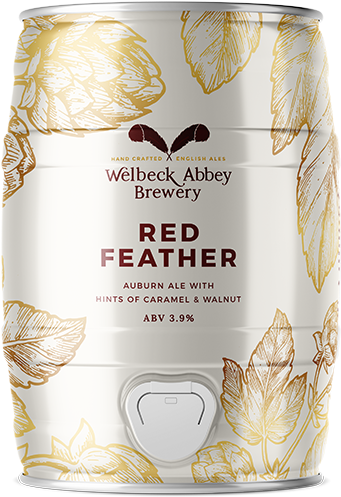 Welbeck Mini Keg Mockup Red Feather Web 600px - Welbeck Abbey (600x600), Png Download