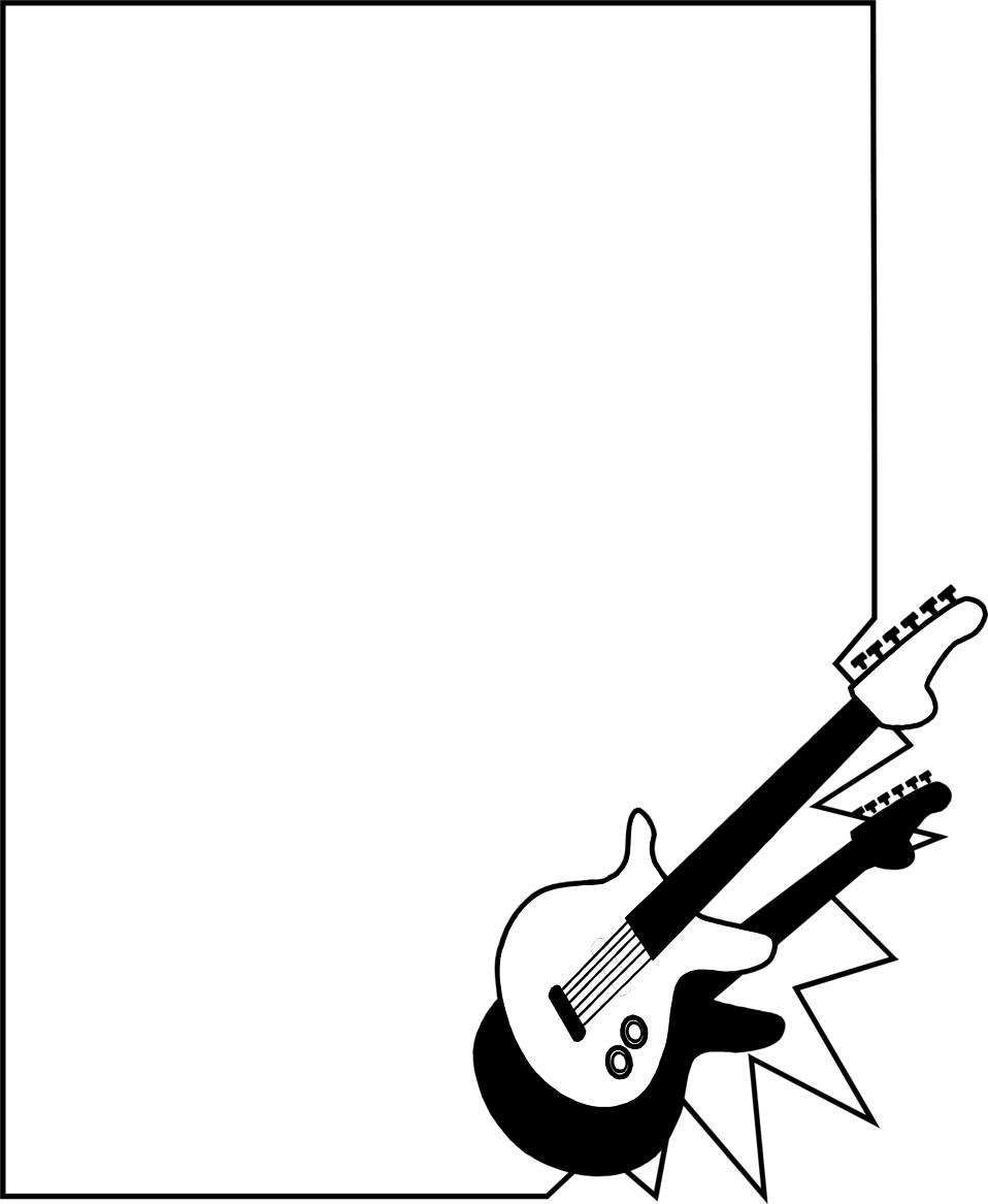 Guitar - Music Borders Clipart (958x1167), Png Download
