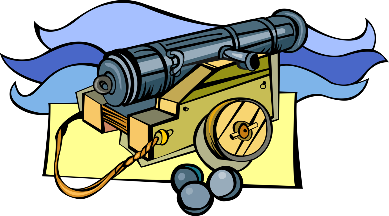 Vector Illustration Of Buccaneer Pirate Ship's Cannon - Clip Art (1259x700), Png Download