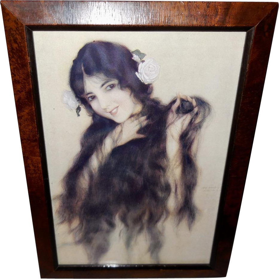 Raphael Kirchner Vintage Print Of Melisande - Mélisande, From The Series Kirchner Girls (933x933), Png Download