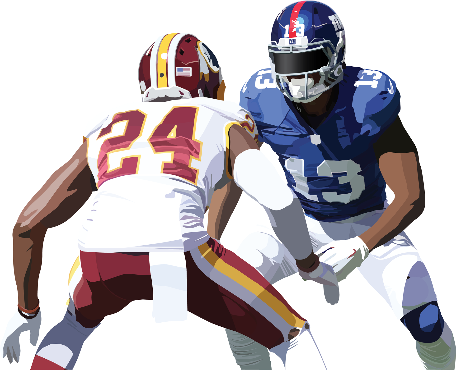 Illustration Of Nfl Players Odell Beckham Jr - Josh Norman (1920x1810), Png Download