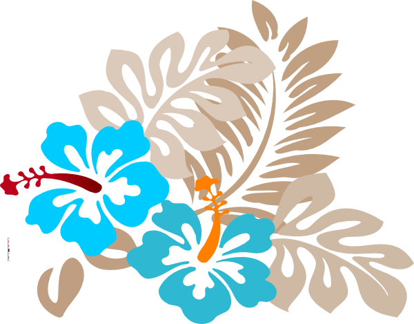 Tropical Flowers Clip Art (600x469), Png Download