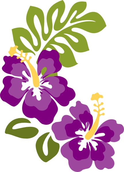 Pair Of Hibiscus Flowers Png - Purple Hawaiian Flower Clipart (432x598), Png Download
