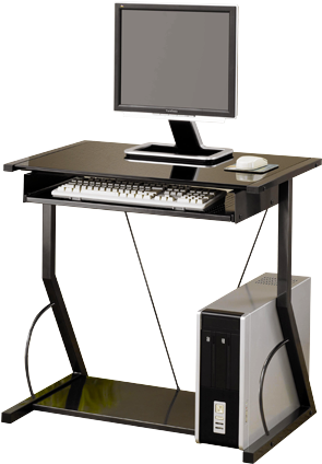 Image For Computer Desk With Tempered Glass Top - Coaster Hillsdale Elegant Rich Black Computer Desk (519x804), Png Download