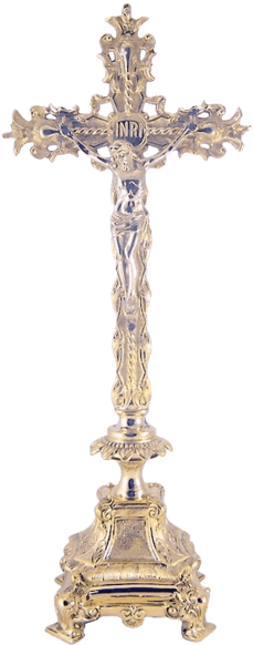 Jesus Christ Cross Polished Solid Brass Standing Crucifix (600x600), Png Download