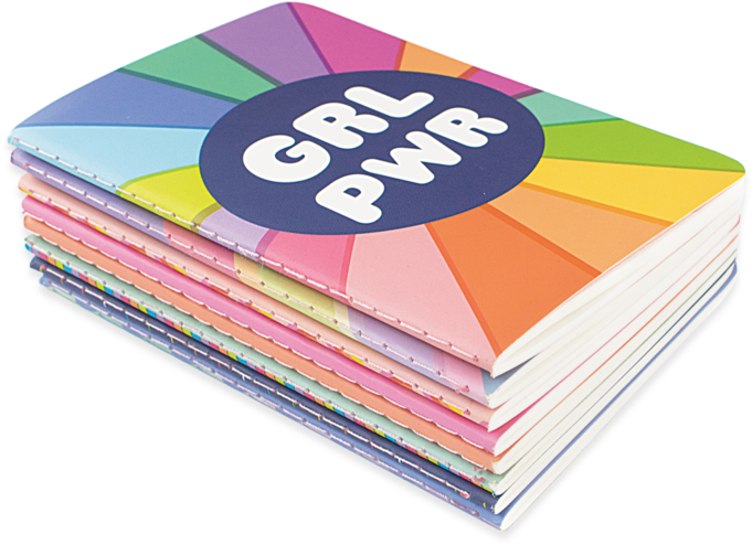 8 Stacked Pocket Pal Journals Grl Pwr Lined Paper Pocket - Notebook (800x800), Png Download