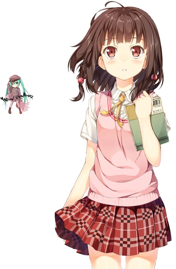 Anime Girl With Brown Hair Png - Drawing Anime Girl Student (768x1040), Png Download
