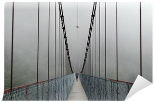 Suspension Bridge With A Person Walking Away In The - Suspension Bridge (400x400), Png Download