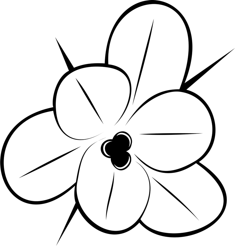 Flower Outline Drawing Rubber Stamp - Rubber Stamping (763x800), Png Download