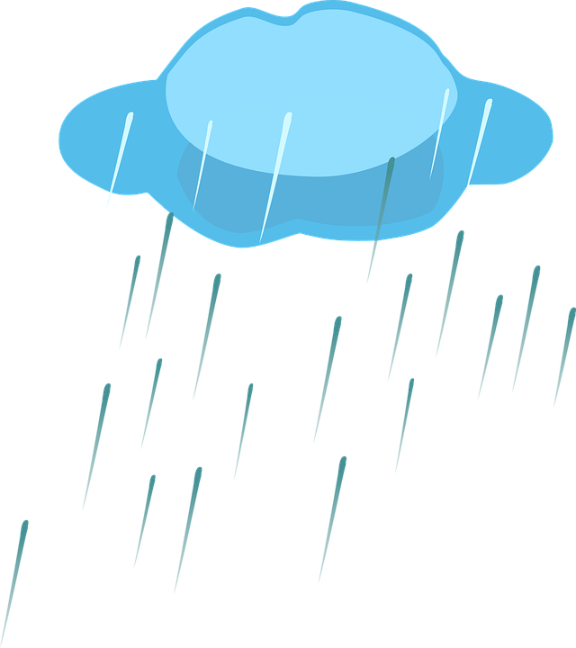 Landscape With The Small House In Rainy Day, A Vector - Raining Clipart (640x720), Png Download