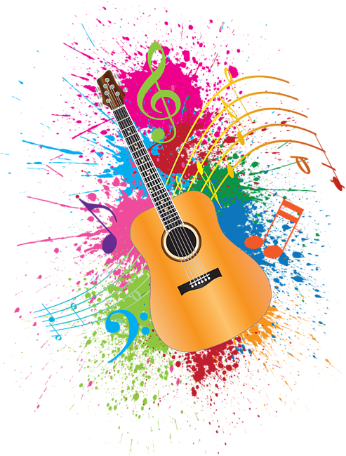 Guitar Paint Splatter Abstract Illustration Greeting - Splash Paint Music Jpg (531x700), Png Download