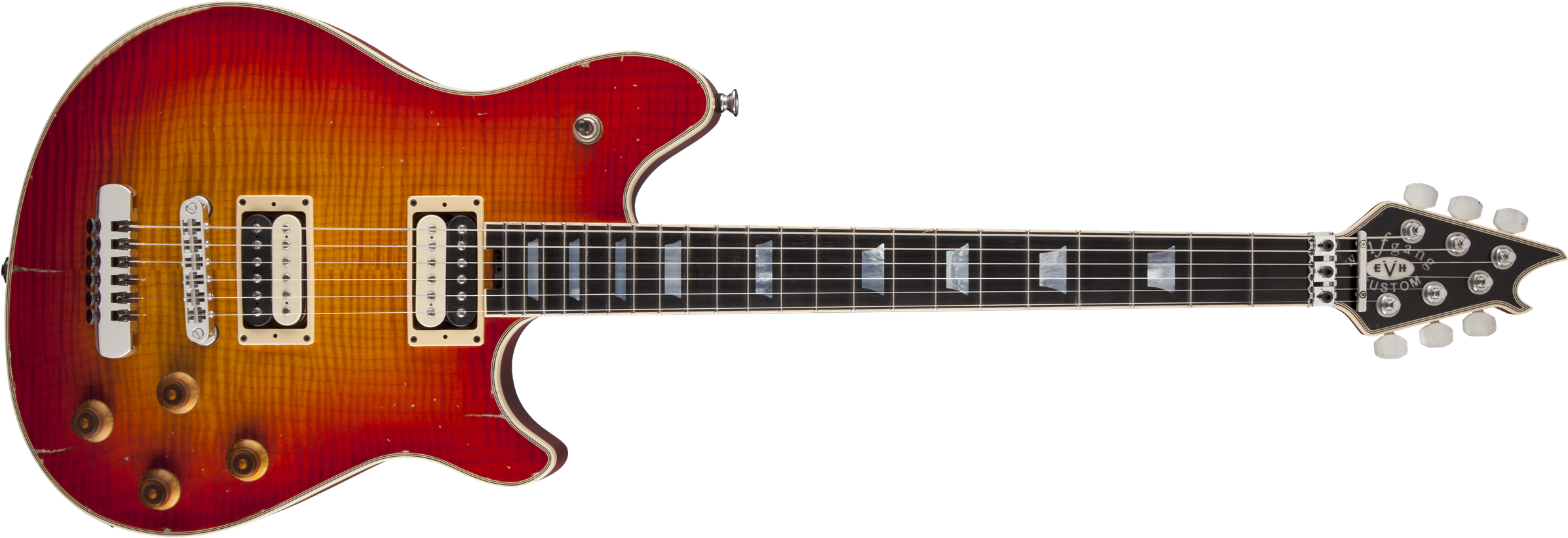 Evh® Wolfgang® Usa Custom Relic®, Ebony Fingerboard, - Evh Wolfgang Usa Custom Relic Electric Guitar, Vintage (2400x830), Png Download