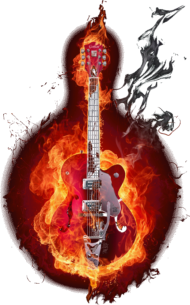 Go To Image - Guitar On Fire Transparent Png (637x1016), Png Download