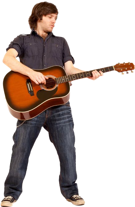 Man Playing An Acoustic Guitar - Playing Guitar Acoustic Png (446x675), Png Download