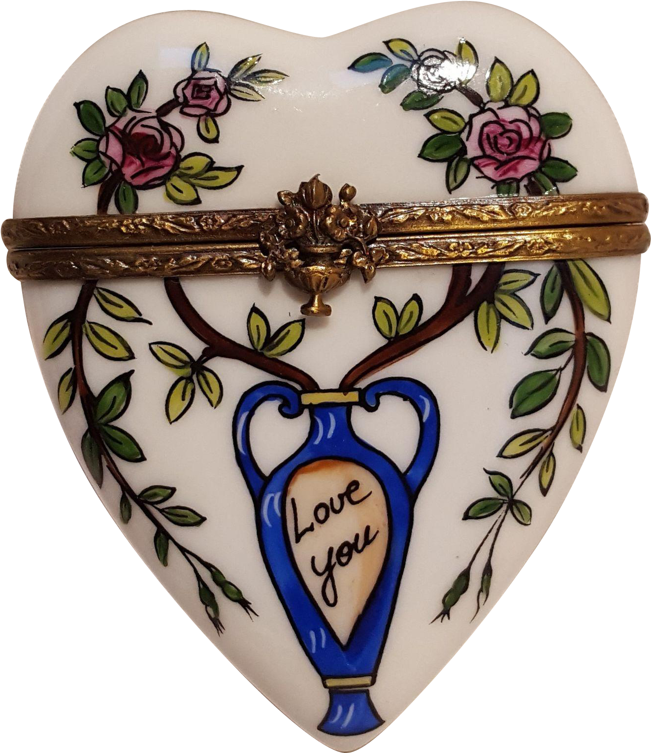 Limoges Peint Main Heart Trinket Box La Gloriette - Ceramic (1528x1528), Png Download