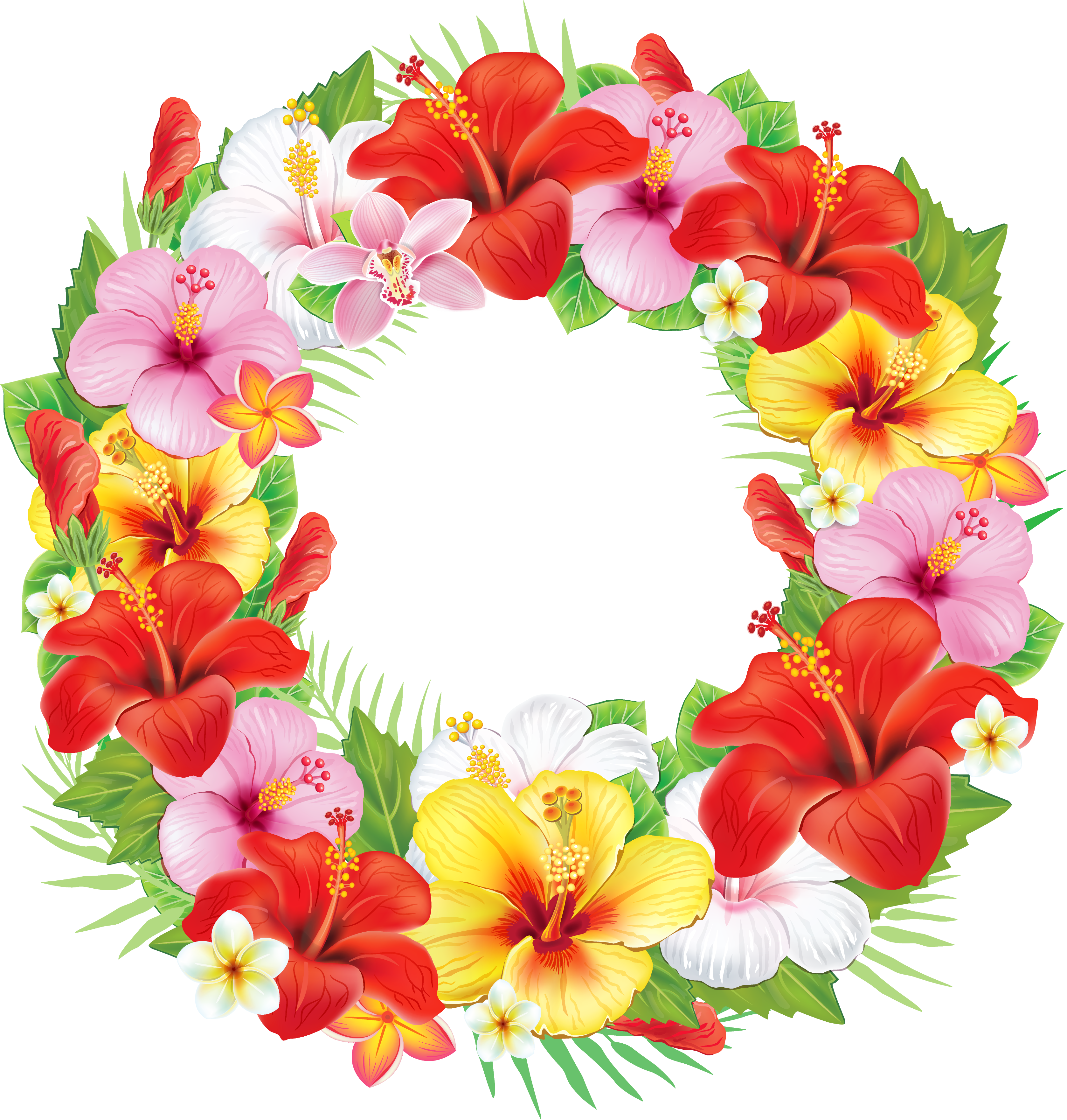 Flowers Clipart Wreath - Flower Wreath Png Files (3528x3693), Png Download