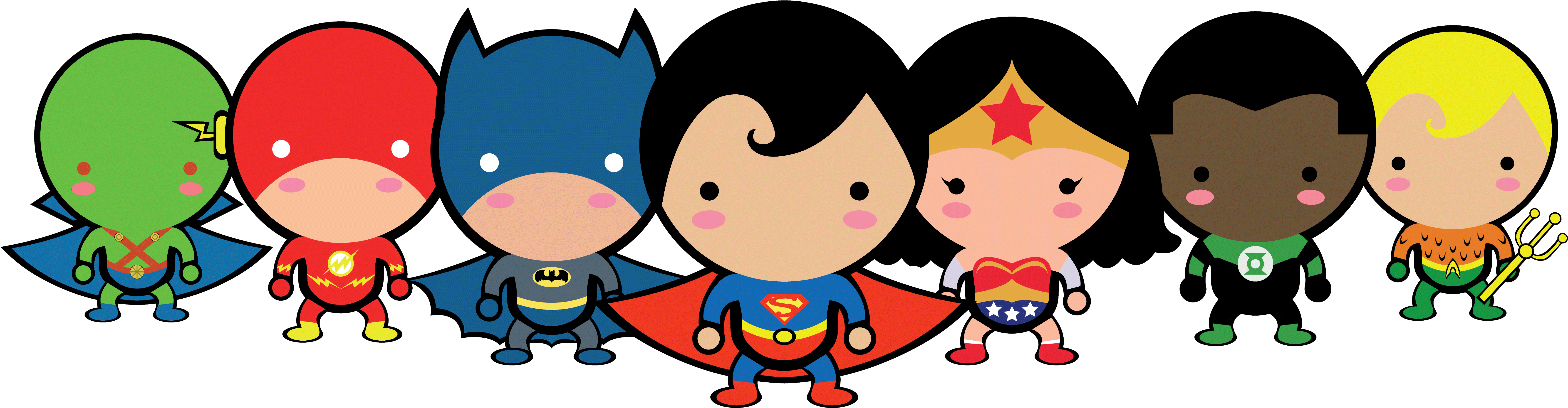 Svg Black And White Stock Green Lantern Batman Superman - Justice League Cute Cartoon (7200x2381), Png Download