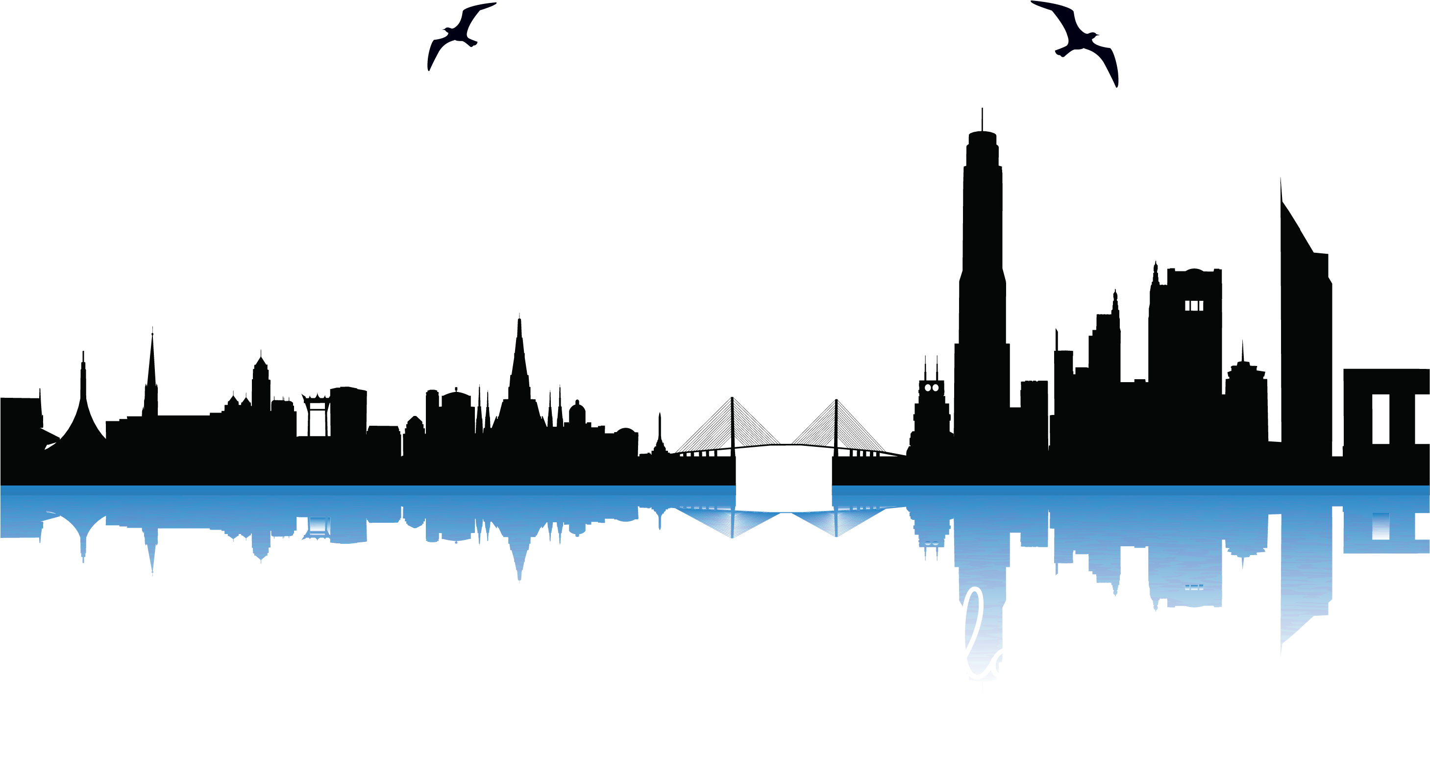 Bangkok Skyline Royalty Free Illustration - Bangkok Skyline Vector Png (2917x1640), Png Download