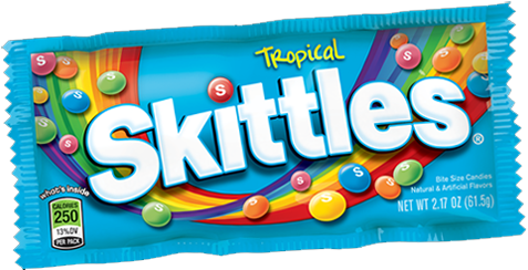 Skittles Tropical Bite Size Candies - Skittles Tropical Bite Size Candy 61.5g (500x500), Png Download