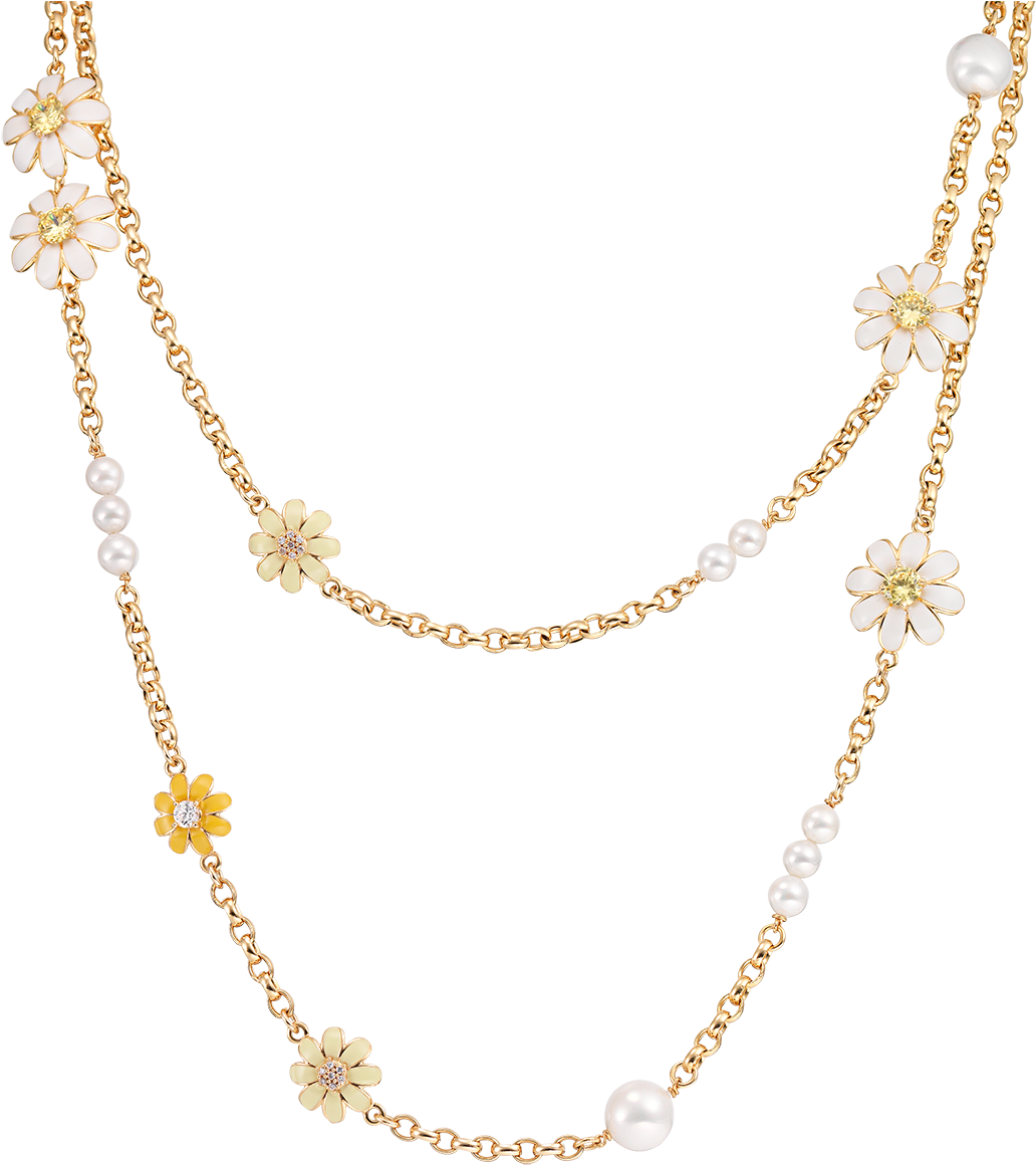 Daisy Chain Pearl Necklace Yellow - Necklace (1200x1200), Png Download