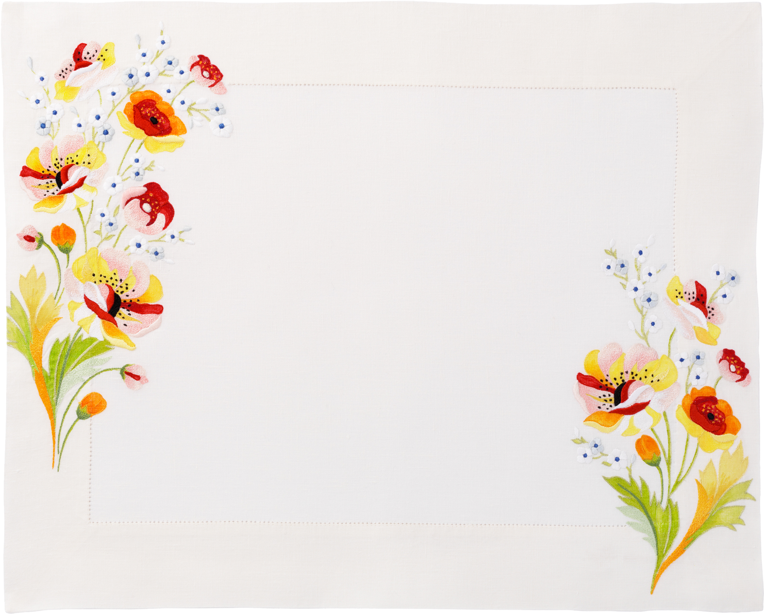 Hand-embroidered Floral Placemat, Set Of Two - Placemat (2048x1536), Png Download
