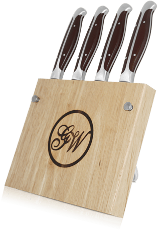 5-piece Serrated Steak Knife Set W/ext - Gunter Wilhelm 5 Pcs Steak Knife Set W/block (600x600), Png Download