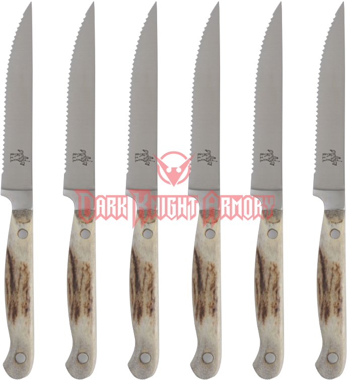 Lodge Style Steak Knife 6-pack With Leather Pouch - Steak Knife (754x754), Png Download