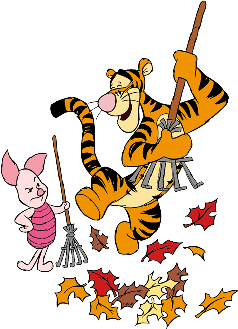 Winnie The Pooh Clipart Leave - Raking Leaves Clipart (485x663), Png Download