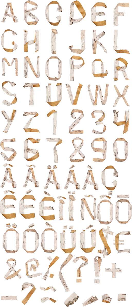 Birch Bark Font Alphabet - Font (525x1230), Png Download
