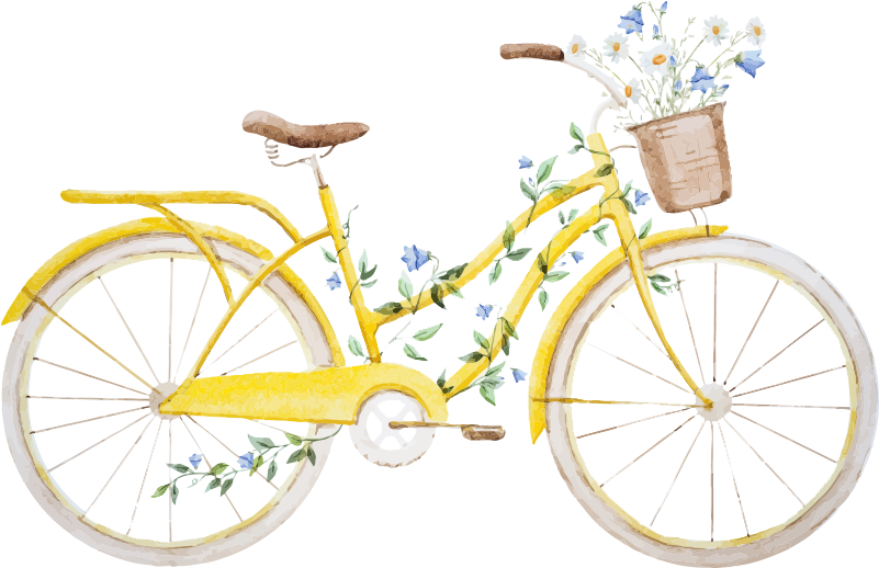 Flores, Café Y Té En Un Lugar Único Y Especial - Watercolor Bicycle (800x600), Png Download