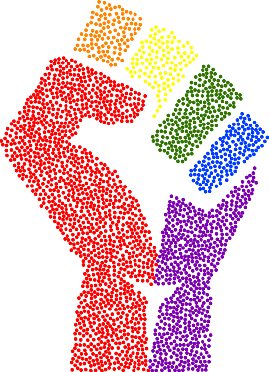 Raised Fist T-shirt Computer Icons Rainbow Shops - Rainbow Fist Png (542x750), Png Download
