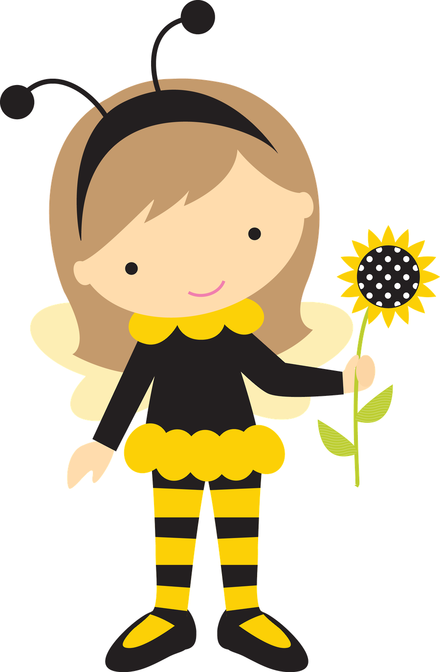Girl Clipart Bumble Bee - Menina Abelhinha Png (900x1375), Png Download