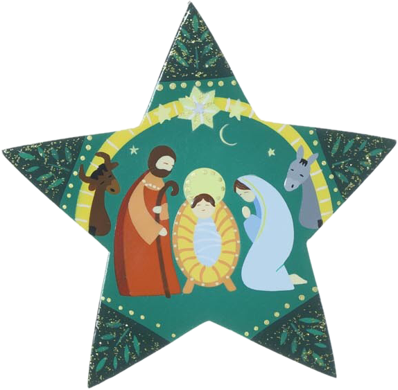 Nativity Star - Green - Christmas Day (574x563), Png Download