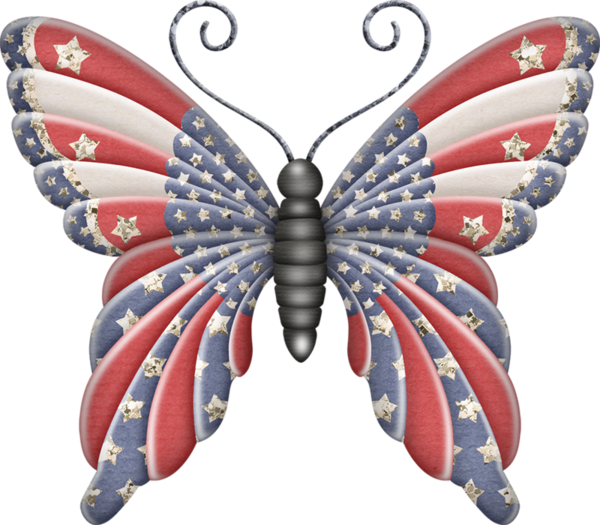 Clipart Butterfly Butterfly Clip Art, Butterfly Crafts, - Red White And Blue Butterflies (600x525), Png Download