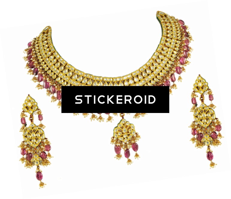 Gold Necklace Accessories - Earrings (771x664), Png Download
