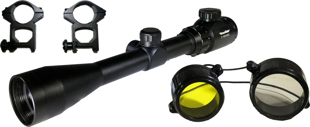 Rifle Scope 3-9x40mm With Illuminated Reticle - Reticle (1000x412), Png Download