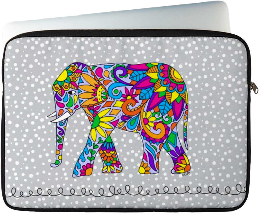 Colorful Elephant Laptop Sleeve - Canvas (1024x864), Png Download