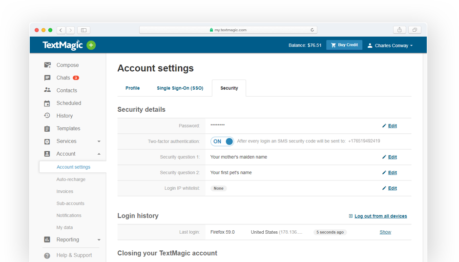 Security Settings Overview Page Showing How To Use - Textmagic Schedules (940x537), Png Download