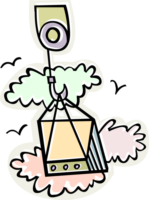 Vector Illustration Of Construction Crane Lifting Hook (520x700), Png Download