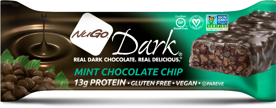 Every Nugo Dark® Bar Is Dipped In Decadent, Antioxidant-rich, - Nugo Dark Mint Chocolate Chip Bar - 1.76 Oz Packet (1000x419), Png Download