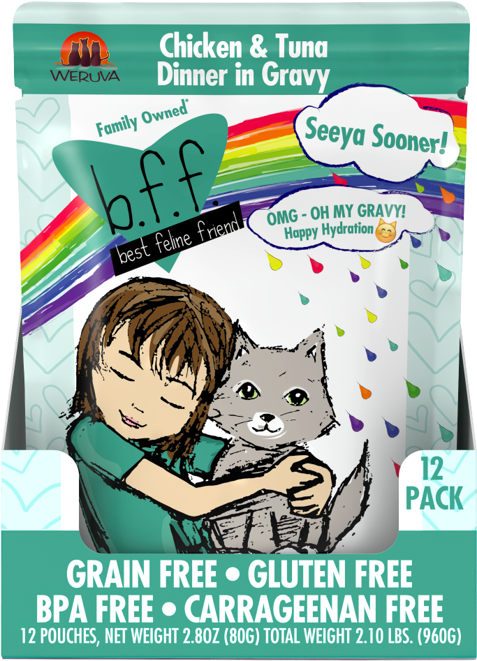 Weruva Bff Oh My Gravy Seeya Sooner Grain Free Chicken - Best Feline Friend Omg! Seeya Sooner! 2.8oz Pouch 12pack (1000x1000), Png Download