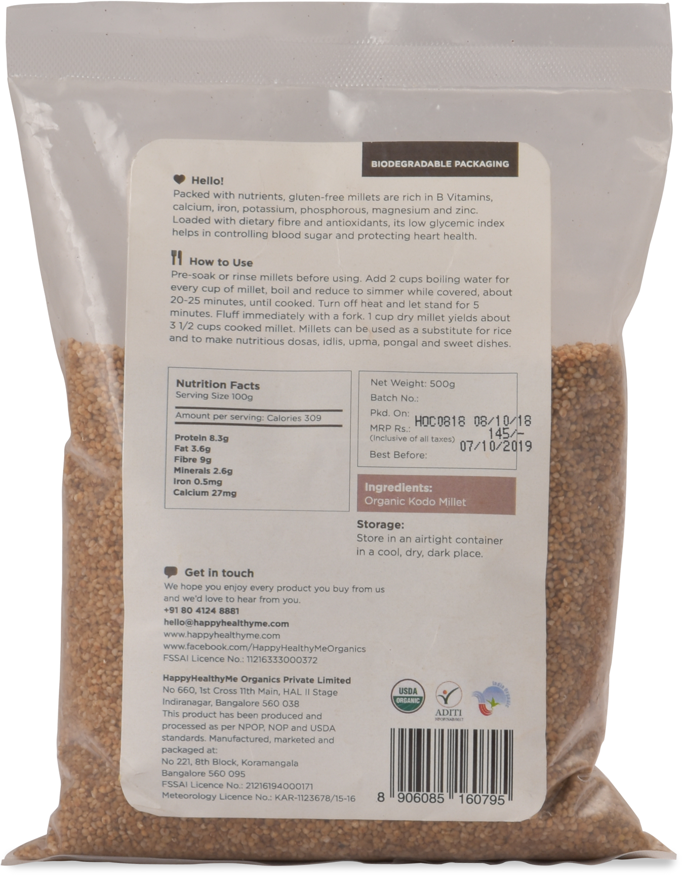 Organic Kodo Millet - Paspalum Scrobiculatum (1920x1920), Png Download