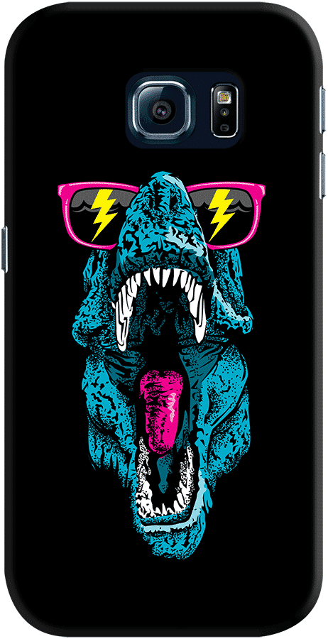Dailyobjects Fancy Dino Case For Samsung Galaxy S6 - Party Dino Tee - Tyrannosaurus T-shirt Rave Tshirt (462x900), Png Download