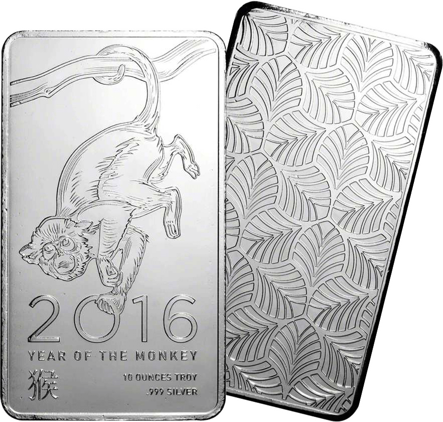 Elemetal Direct 10oz Silver Bar - Year Of The Monkey 10 Oz Silver Bar (883x841), Png Download