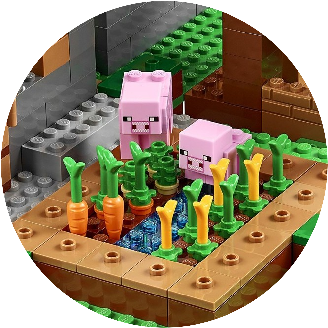 Minecraft Pigs Eating The Crops - Block Village Minecraft (666x666), Png Download
