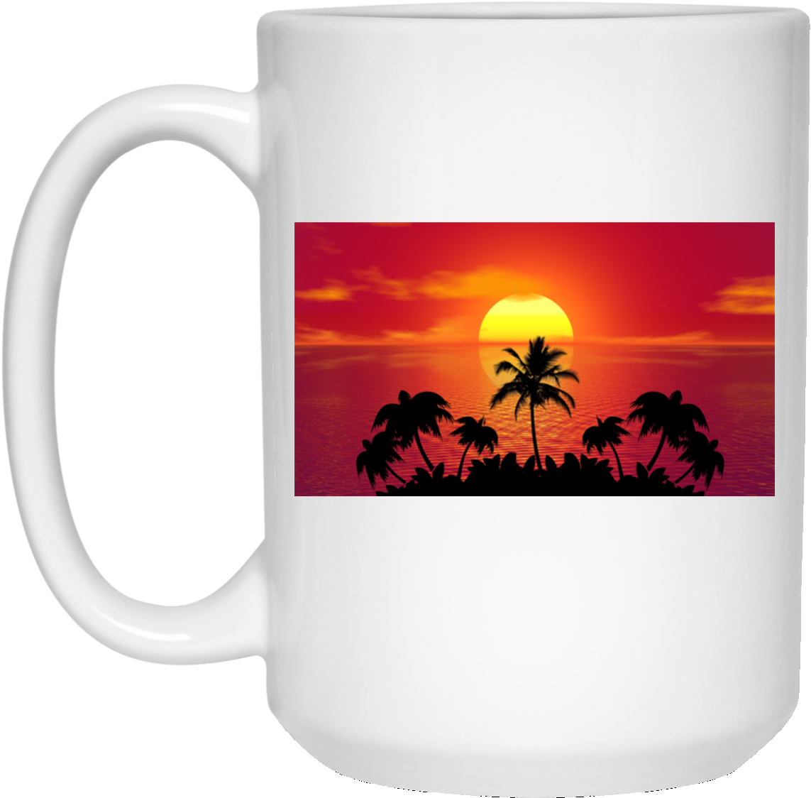 Tropical Beach Hr White Drinkware - Tropical Sunset Holiday Shower Curtain (1155x1155), Png Download